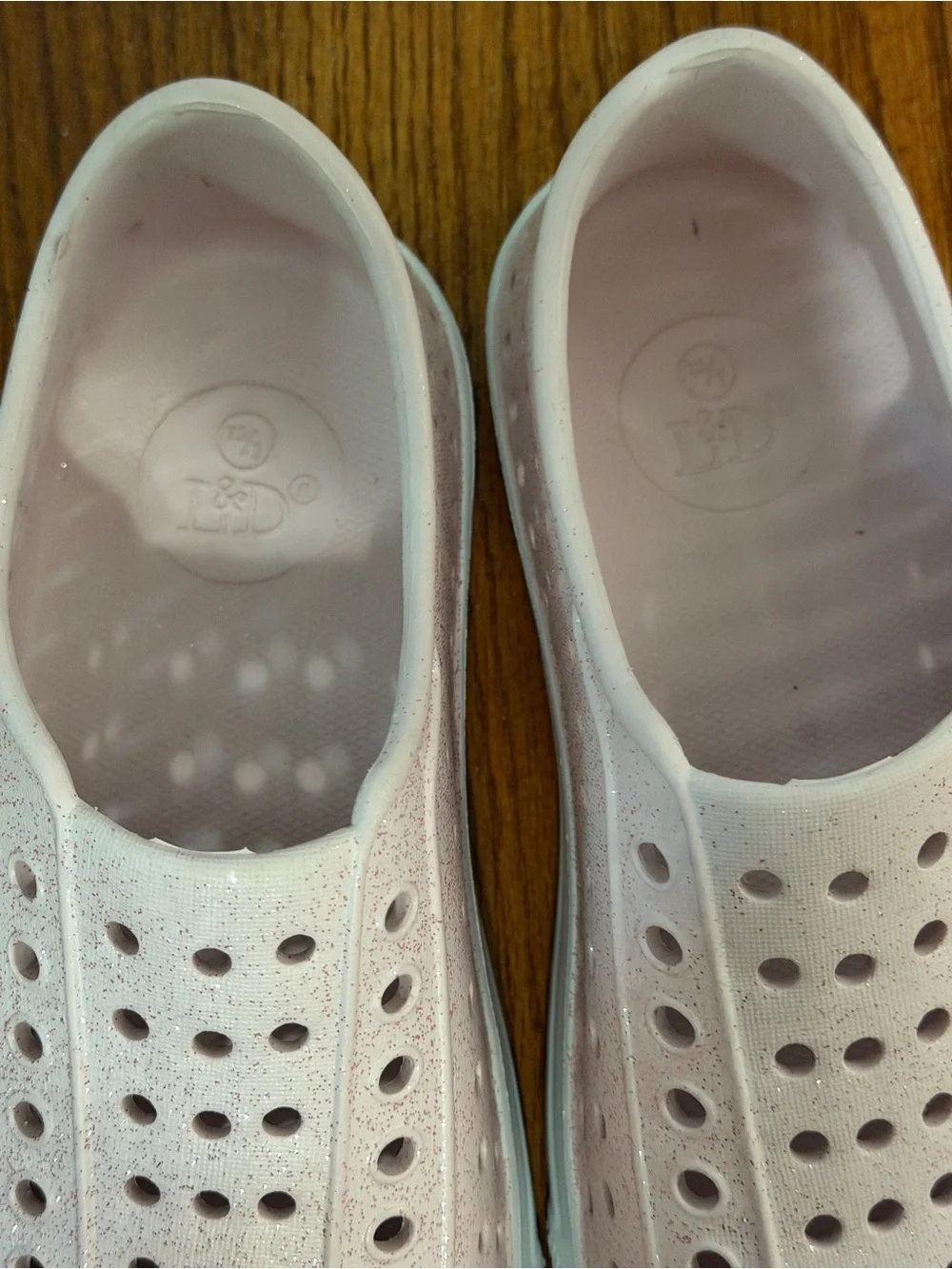 Lily & Dan light Pink Glitter Slip-On Water Summer Shoes Girls Size 13/1 Beach